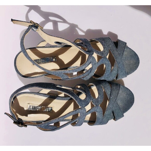 Jennifer Lopez Shoes Platform Demin Blue Size 6 - Picture 3 of 10